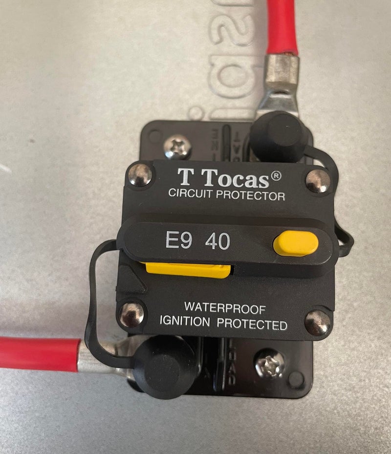 T Tocas E9 40 Amp Circuit Breaker with Manual Reset | 12V - 72V DC IP67 Waterproof Protection Switchable 40A - Image 2